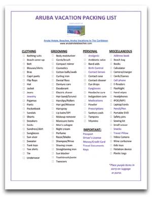 aruba vacation packing list vacation paking list
